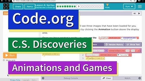 Sprites Lesson 6.9 Code.org Tutorial with Answers - Unit 3 Animation and Games CS Discoveries
