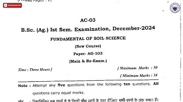 BSC 1ST SEM AG FUNDAMENTAL OF SOIL SCIENCE AC DEC 2024 | DBRAU
