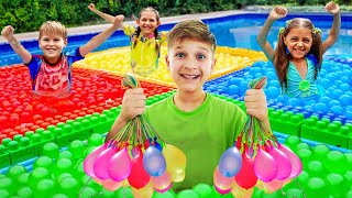 Water balloon challenge with Roma and friends