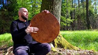 Shamanic drum Saam, Talharpa Scandinavian Dragons.For sale. Talharpa shop skald.com 