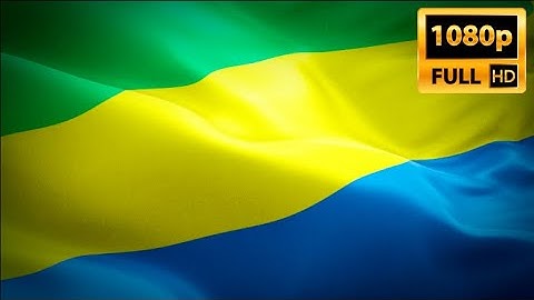 Gabonese flag video waving in wind. Realistic Libreville Flag background. Gabon flag Full HD