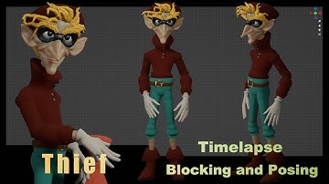 Timelapse blocking and posing a Thief in Blender with BlockSurfaces addon #blender, #3d