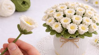 You Won’t Believe This Is Tiny Crochet! 😍 Mini Flower Bouquet in a Vase 🌼 ✨#crochet 