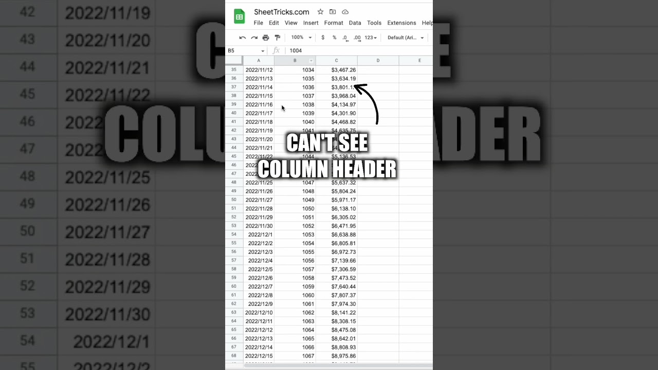 Lock Tow Row in Google Sheets