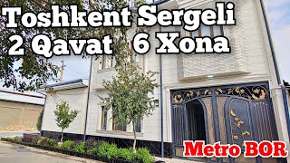 2 Qavatli 6 Xonalik Yangi Hovli Sotiladi. Yaxshi joyda joylashgan. Metro, Bozor, Maktab Yaqin!