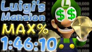 (World Record) Luigi's Mansion Max% Speedrun in 1:46:10 (All Money Collected)