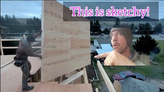 Stand and place a wall over the edge of a 30 ft drop #construction #framing by Awesome Builds  103 views 4 months ago 1 minute, 21 seconds