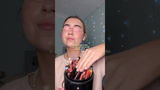 One take blindfolded lip combo 😭#makeup #makeupchallenge #lipcombo