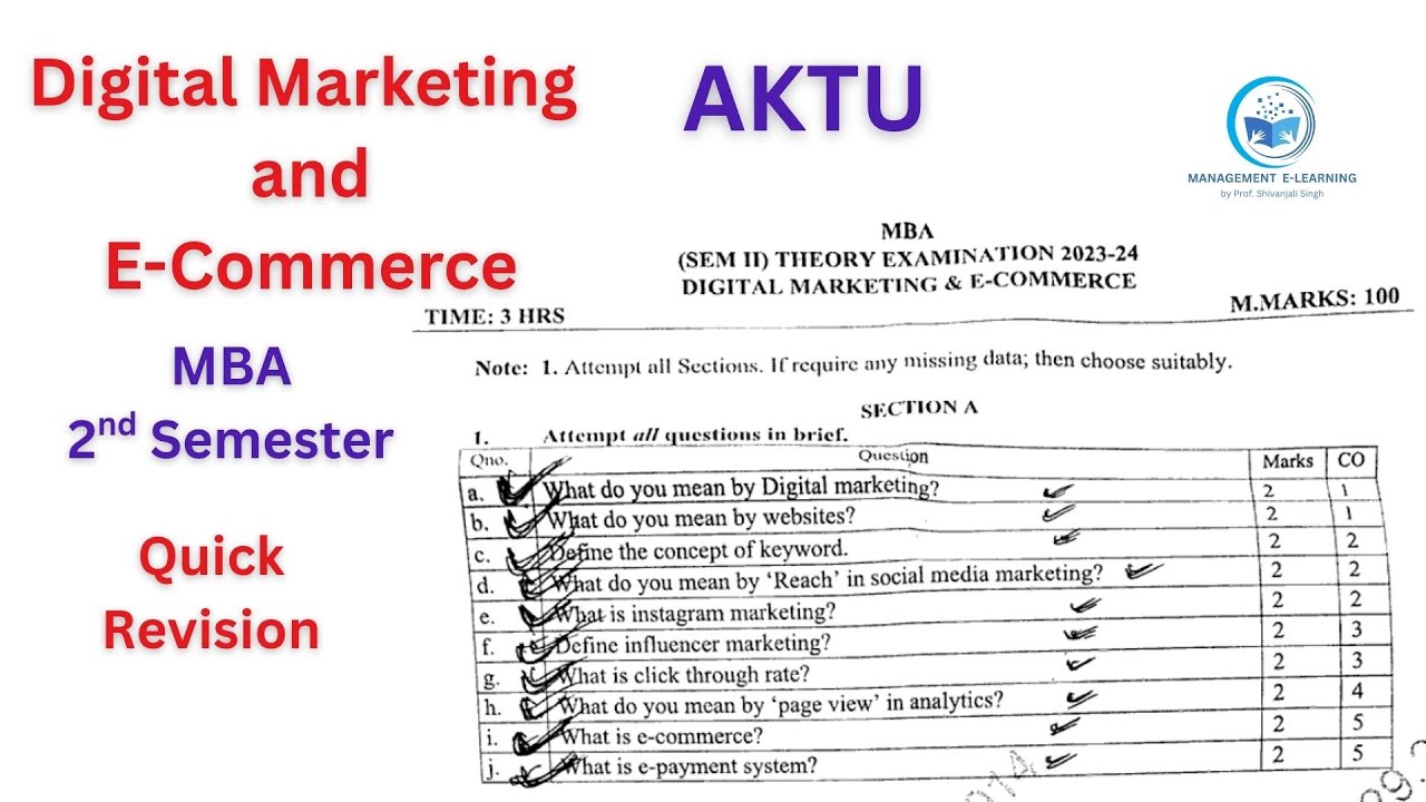 "Digital Marketing AKTU MBA 2nd Sem 2024 Question Paper | Important ...