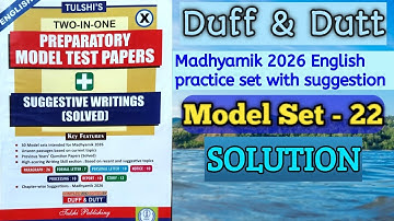 ENGLISH Duff & Dutt Class 10 ||PREPARATORY MODEL TEST PAPERS || MODEL SET - 22 ||SOLUTION Part-22|| 