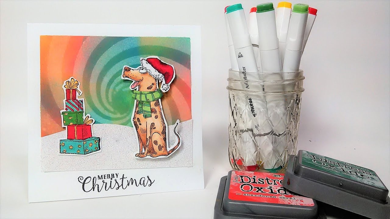 Christmas Dog Card AND Beginner Coloring Tutorial! my crafting channel shop