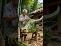 Old Man Creates Amazing Bamboo Cow 🐄🔥 | Handmade Leaf Art Magic!