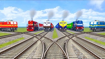 6 TRAINS CROSSING ON BUMPY FORKED RAILROAD CROSSING | Train Simulator 2022 #railroad