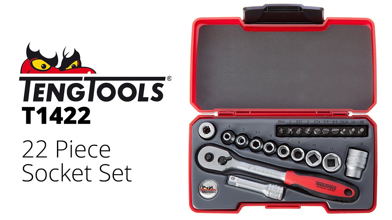Teng Tools T1422 - 22 Piece Socket Set - from Toolstop - YouTube