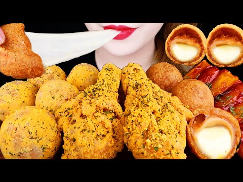 ASMR KOREAN FRIED CHICKEN, CHEESE BALL, SOTTEOK SOETTEOK 뿌링클 치킨, 치즈볼 먹방 EATING SOUNDS MUKBANG 咀嚼音