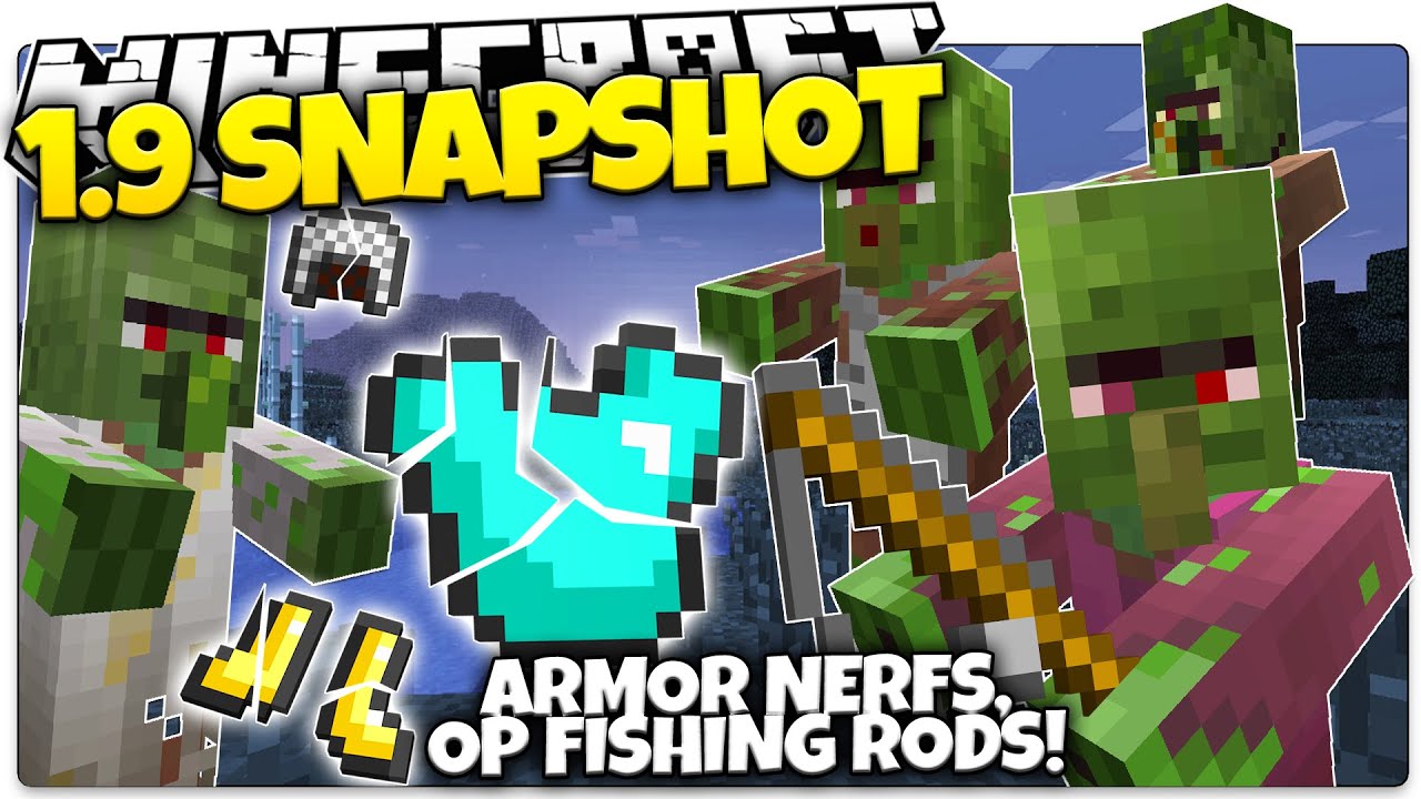 Minecraft 1.9 Snapshot  ARMOR NERF, FISHING ROD OP, COLLISIONS