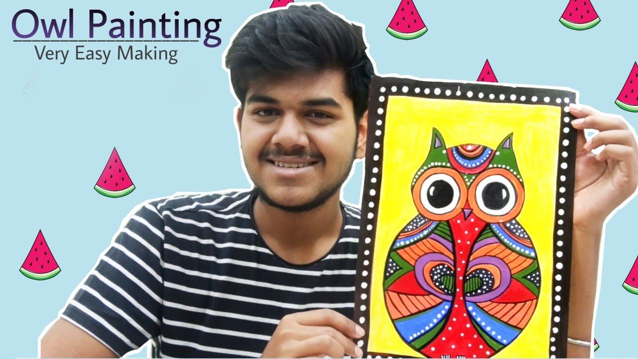 Easy OWL Painting Making at Home |Madhubani Acralic Painting |Art with ...
