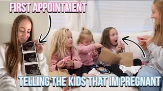 TELLING THE KIDS IM PREGNANT!! First appointment, Official Due Date + Heart Rate!!!