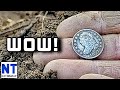 Wow ! It took days of metal detecting before i found this amazing 1800s silver coin with Fisher F19