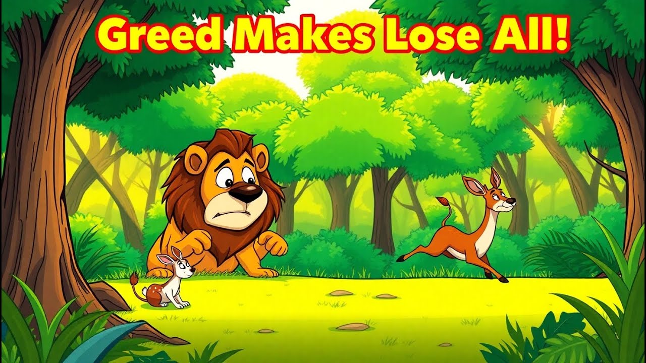 The Greedy Lion Story in English | Short Moral Story for Kids - YouTube