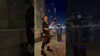 Fire master tries Bubble Poi for the first time 🔥🫧 Fire artist: @tatsuya_crystal_performer on IG