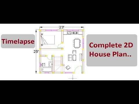 Complete 2D house  plan  timelapse AutoCAD  2D design on 