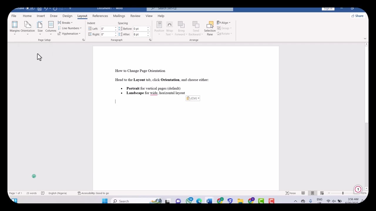How to Change Page Orientation in Microsoft Word | Portrait & Landscape Tutorial