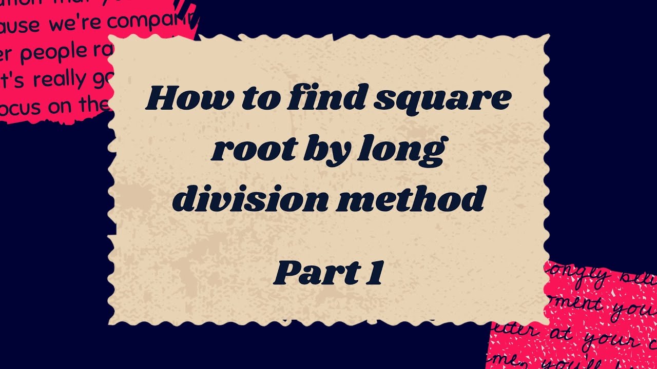 Square root by long division method || Part 1 🤜🤛 @Prime_Learn - YouTube