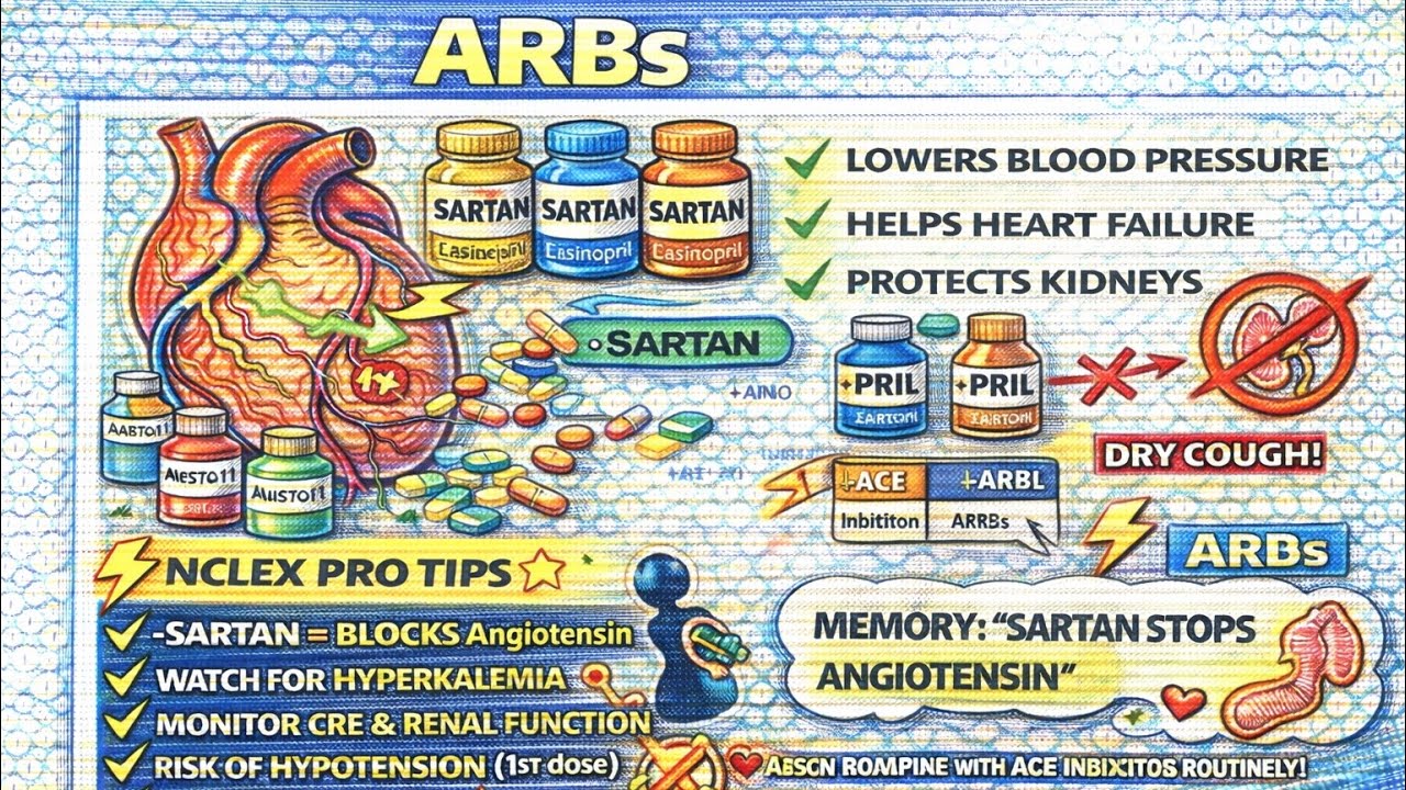 ARBs Explained | Mechanism, Uses, Side Effects | NCLEX Must-Know Cardiac Drug