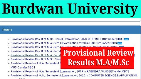 M.A/M.Sc Provisional Review Result Under CBCS||Burdwan University