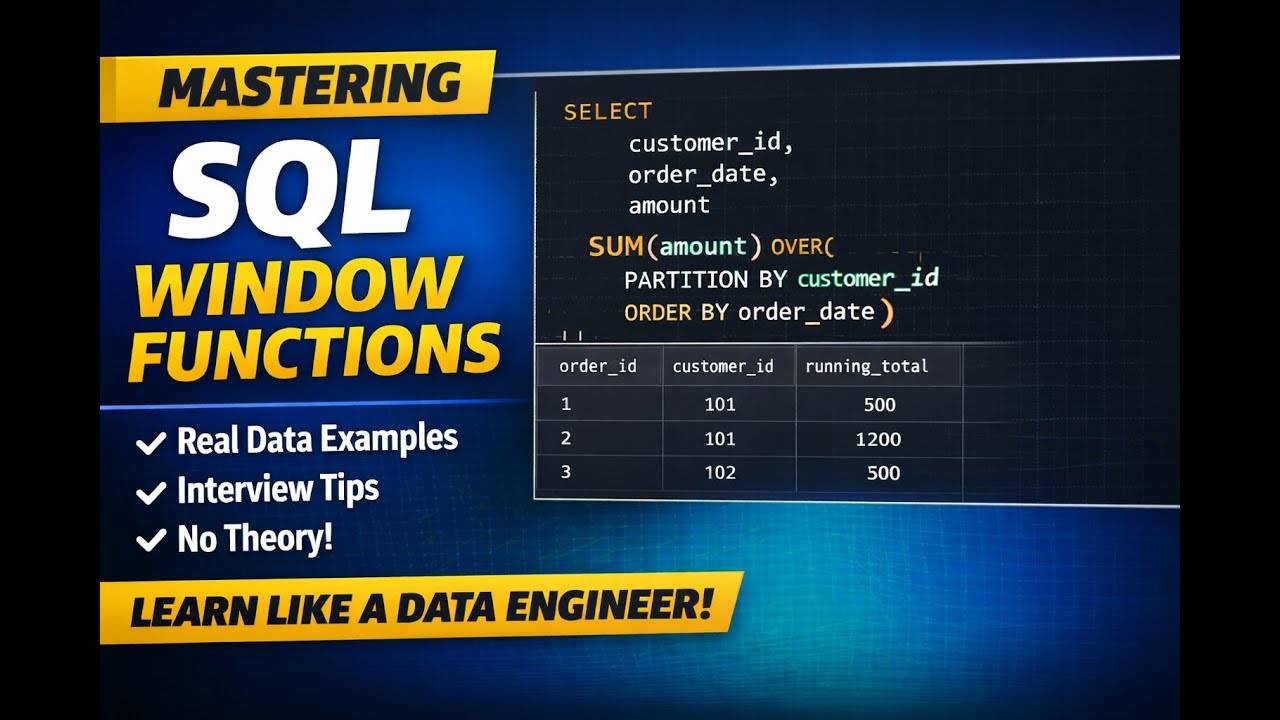 SQL Window Functions Explained | Real-World Examples for Data Engineers ...