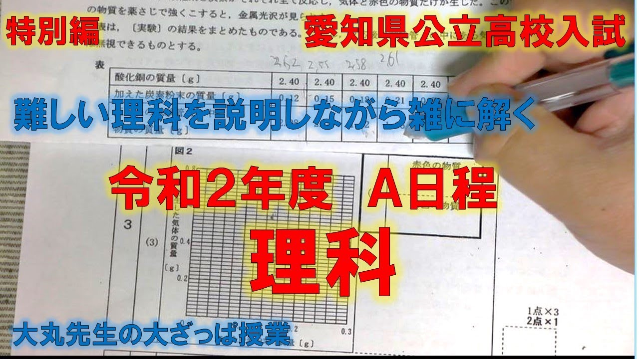 中３特別編 愛知県公立高校入試 令和2年度a日程 理科 解いてみた Youtube