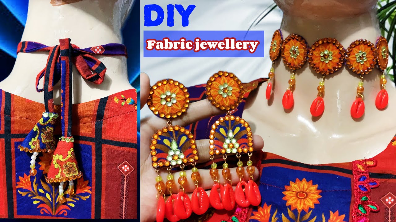 Fabric jewellery making at home | Handmade jewellery making tutorial |Fabric Earrings making at home