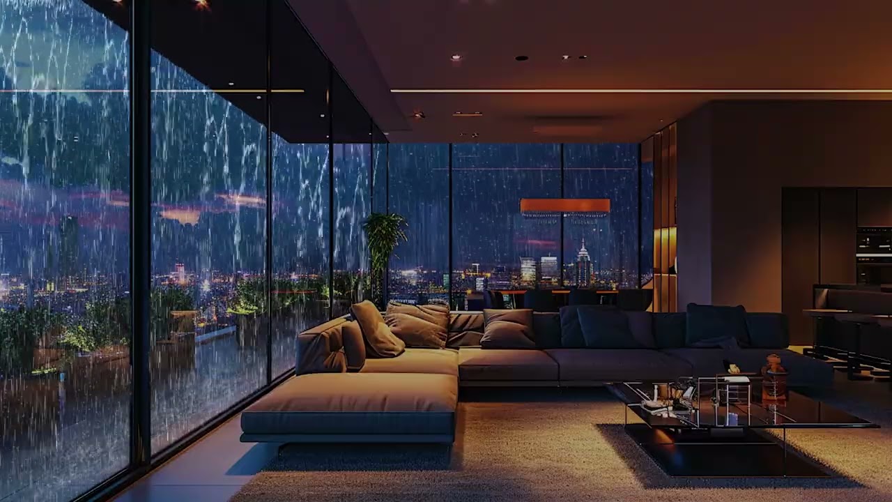 Quiet City Night from a Contemporary Penthouse