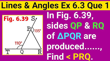 In Fig 6.39 Sides QP And RQ Of ∆PQR are.... | Class 9 Maths Chapter 6 Exercise 6.3 Question Number 1