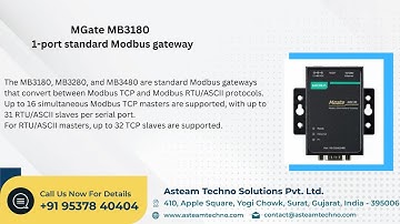 MOXA MGate MB3180  1 port standard Modbus gateway : Asteam Techno Solutions Pvt Ltd
