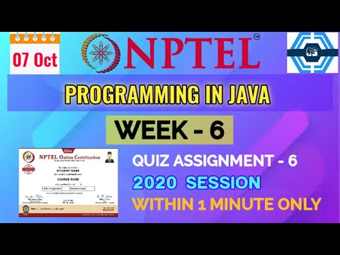 Programming in Java - NPTEL || WEEK 6 QUIZ ASSIGNMENT SOLUTION ||