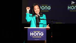 Francesca Hong addresses supporters in the Wisconsin governor election