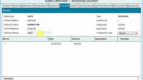 How to create receipt in profitlaxmi accounting software