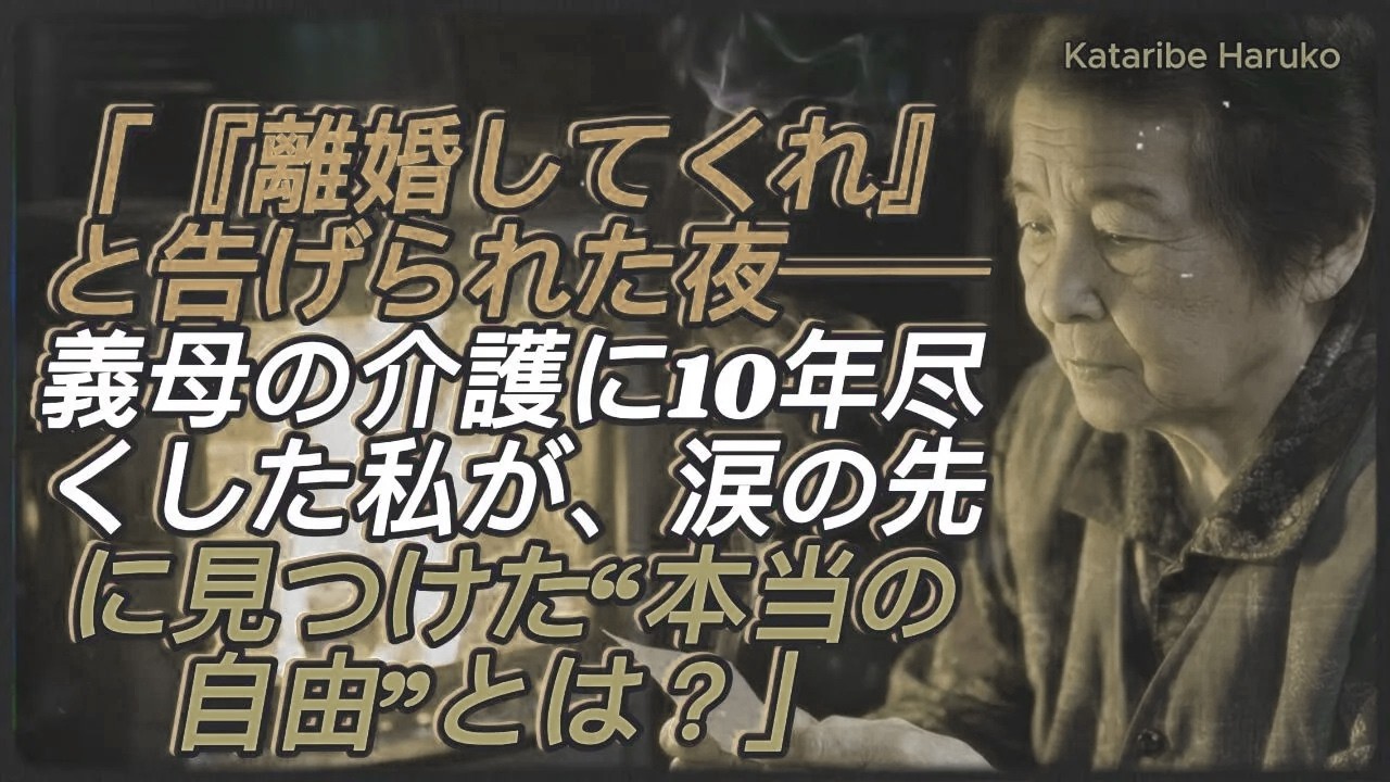 「“離婚してくれ”と言われた夜──義母の介護に尽くした10年を捨てた私が見た“本当の自由”とは？」