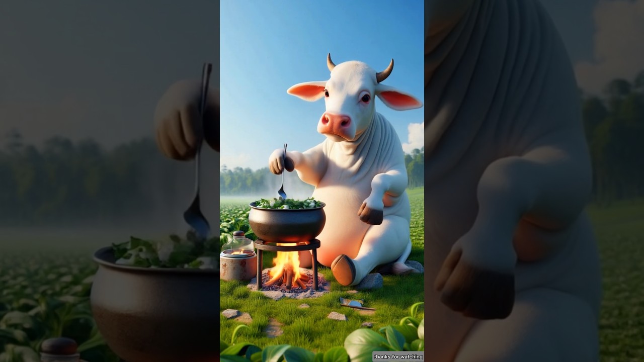 Cow is cooking 🥘| story of a hardworking cow 