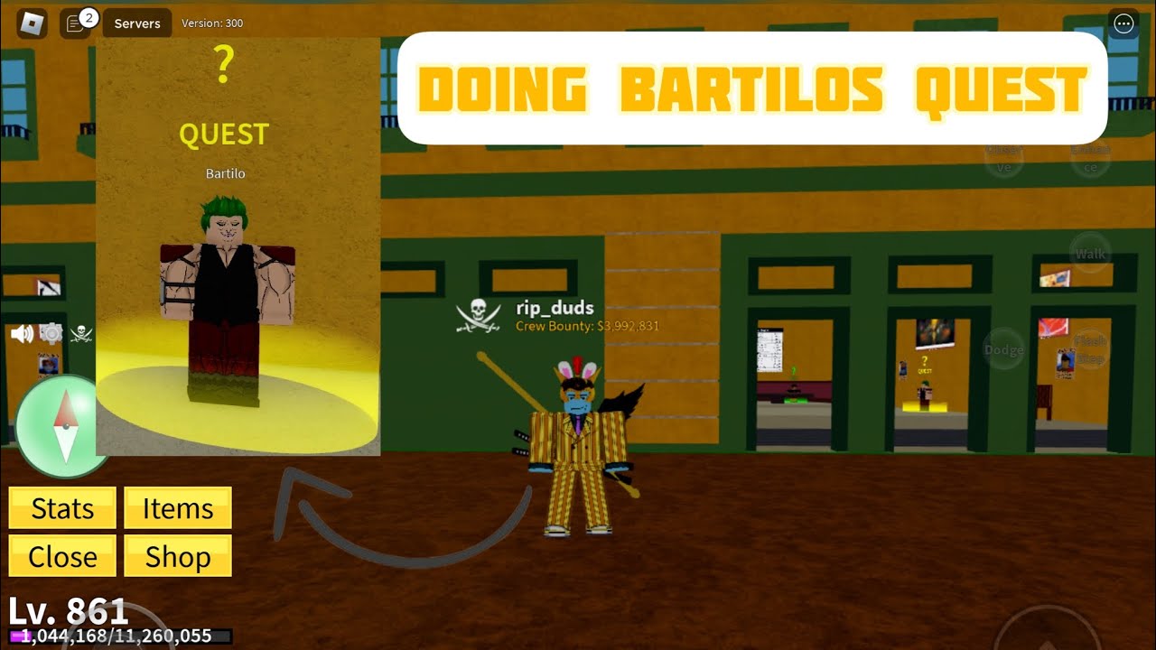Doing Bartilos quest + announcing discord server (Roblox Blox fruit