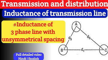 Inductance of 3 phase line with unsymmetrical spacing | Inductance of 3 phase transmission lines |FI
