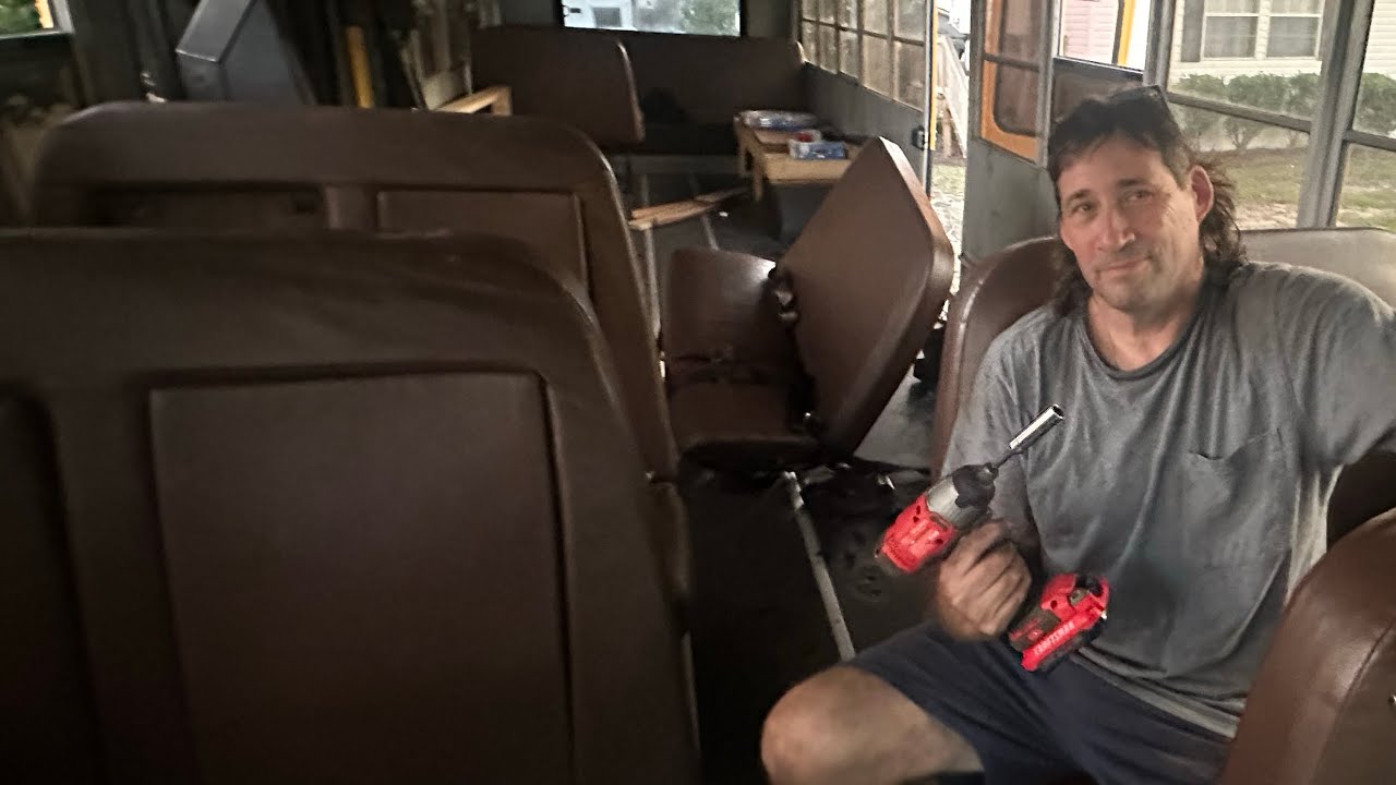 School Bus Conversion-removing The Seats - YouTube