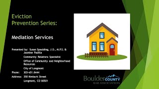 Eviction Prevention Series: Mediation Services