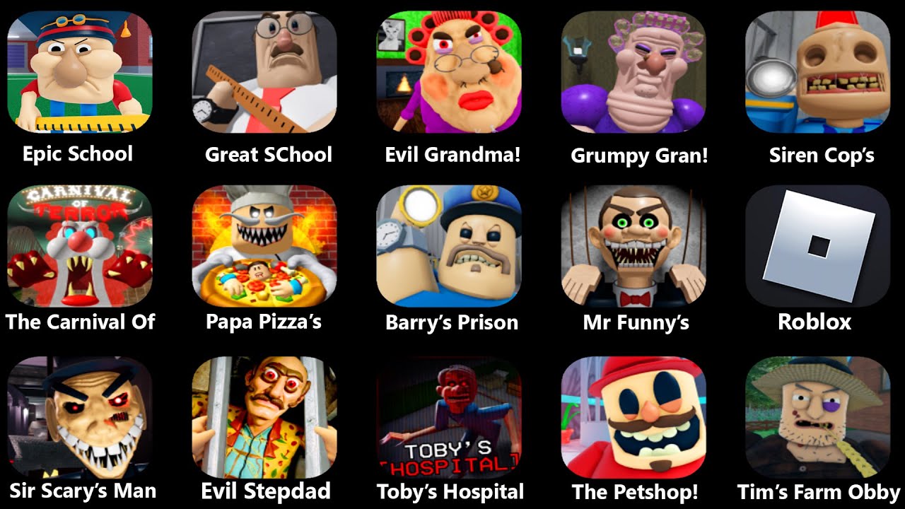 ESCAPE EPIC SCHOOL,GREAT SCHOOL BREAKOUT!,Papa Pizza's Pizzeria, SIREN COP'S,ROBLOX,MR Funny's...