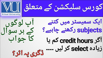 Virtual University Students suggestions about course selection /Subjects, Credit Hours in a semester