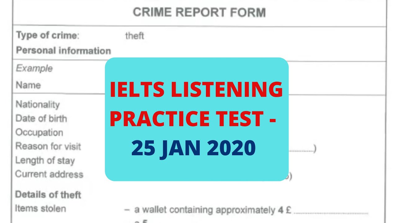 IELTS LISTENING PRACTICE TEST 25 JAN 2020