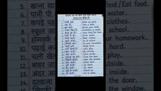 Daily use words in Hindi and english #Daily use words in Hindi and english