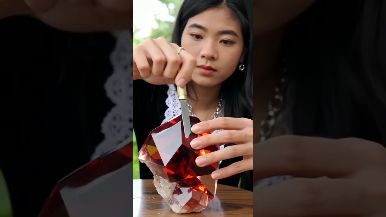 Girl cutting ruby made by ai //